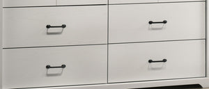 English Elm Elettra Wide Six Drawer Dresser White Laminate Finish with Black Metal Hardware B2749P413338