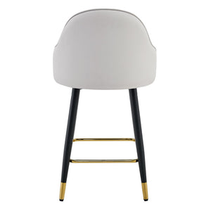 English Elm Set of 2 Pu Leather Barstools with Gold Footrest Curved Back for Kitchen Island Black,Light Gray W1151P383771