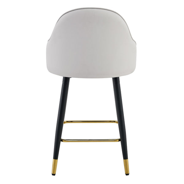 English Elm Set of 2 Pu Leather Barstools with Gold Footrest Curved Back for Kitchen Island Black,Light Gray W1151P383771