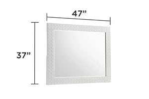 English Elm Blanca Quilted Textured Wall Mirror 47"W x 37"H Glossy White Lacquer Frame Modern Elegant Decor B009P243270