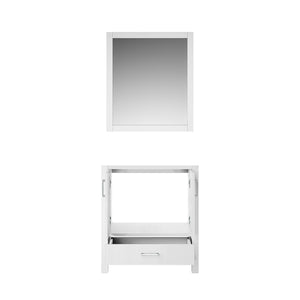 English Elm White Bath Vanity with 28" Mirror — 30" Top, Fully Assembled Wood Cabinet, Drawer & Open Shelf Storage B2731S00502