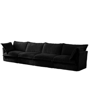 English Elm Slipcovered 4-Seater Sofa - Extra Deep, Removable Black Corduroy Couch For Stylish Living Rooms W3041S00099-GIGA