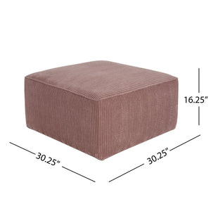 English Elm Christopher Knight Home® - Upholstered Square Ottoman Corduroy Fabric Modern Minimalist Footrest Seating with Pocket Coil Comfort Pink N757P180768P