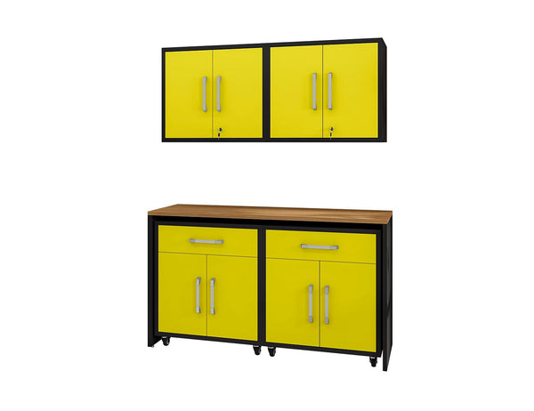 Manhattan Comfort Eiffel Modern Garage Set of 5 Matte Black and Yellow 5-260BMC84