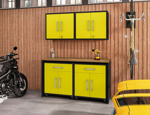Manhattan Comfort Eiffel Modern Garage Set of 5 Matte Black and Yellow 5-260BMC84