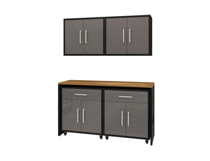 Manhattan Comfort Eiffel Modern Garage Set of 5 Matte Black and Grey 5-260BMC85
