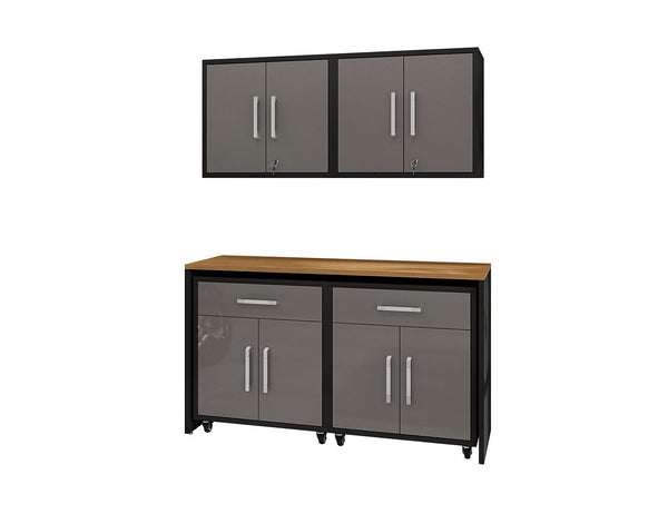 Manhattan Comfort Eiffel Modern Garage Set of 5 Matte Black and Grey 5-260BMC85