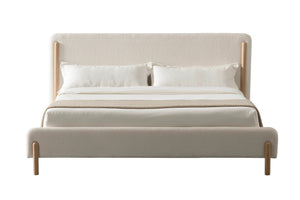 VIG Furniture Modrest Electra - Modern Ivory Fabric + Rubberwood Bed VGHM-F4091-1-BED