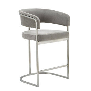 VIG Furniture Modrest Sebastian - Modern Grey Fabric + Stainless Steel Counter Chair VGGA-6251CH-C-GRY