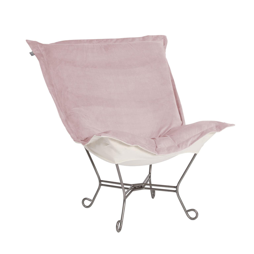Howard Elliott Scroll Puff Chair: Luxurious Comfort With Removable Cushions & Stylish Faux Leather Design Pink 100% Polyester 500-1018-howard-elliott