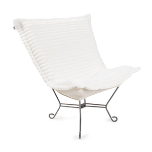 Howard Elliott Puff Chair – Luxurious Faux Fur Comfort With Unique Ribbed Design For Stylish Home Décor And Relaxation White 100% Polyester 500-1342-howard-elliott