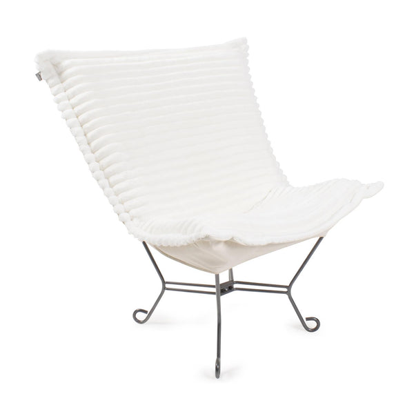 Howard Elliott Puff Chair – Luxurious Faux Fur Comfort With Unique Ribbed Design For Stylish Home Décor And Relaxation White 100% Polyester 500-1342-howard-elliott