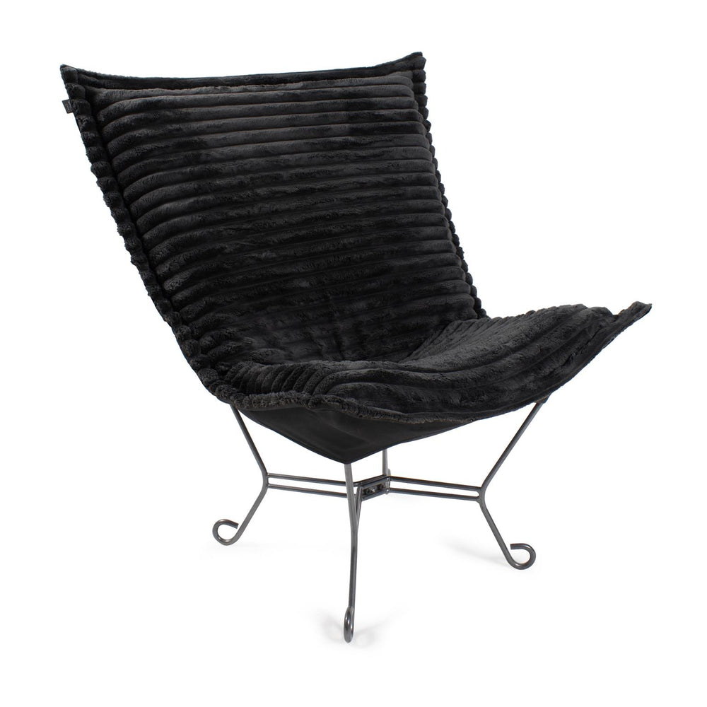 Howard Elliott Puff Chair – Luxurious Faux Fur Comfort With Unique Ribbed Design For Stylish Home Décor And Relaxation Black 100% Polyester 500-1343-howard-elliott