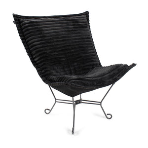 Howard Elliott Puff Chair – Luxurious Faux Fur Comfort With Unique Ribbed Design For Stylish Home Décor And Relaxation Black 100% Polyester 500-1343-howard-elliott
