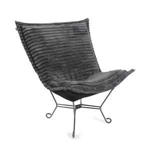 Howard Elliott Puff Chair – Luxurious Faux Fur Comfort With Unique Ribbed Design For Stylish Home Décor And Relaxation Gray 100% Polyester 500-1344-howard-elliott