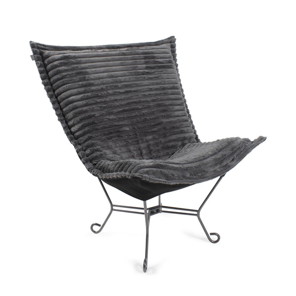 Howard Elliott Puff Chair – Luxurious Faux Fur Comfort With Unique Ribbed Design For Stylish Home Décor And Relaxation Gray 100% Polyester 500-1344-howard-elliott