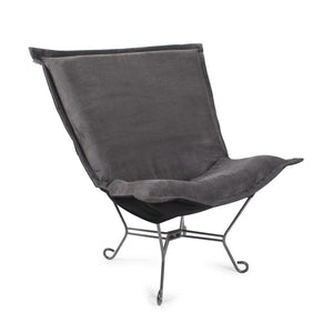 Howard Elliott Puff Chair – Luxurious Faux Fur Comfort With Unique Ribbed Design For Stylish Home Décor And Relaxation Gray 88% Poly,12% Nylon 500-1346-howard-elliott