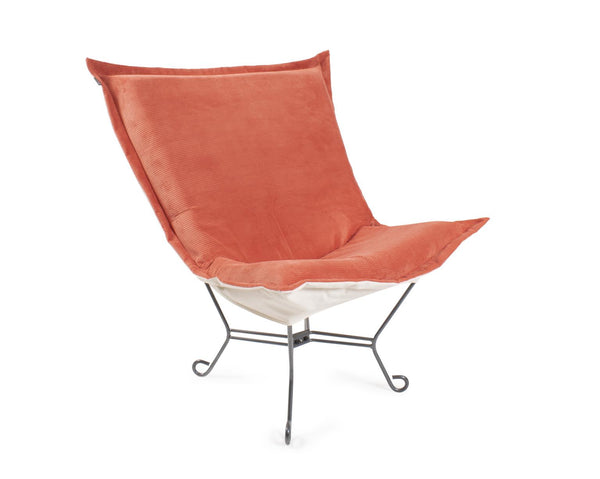 Howard Elliott Puff Chair – Luxurious Faux Fur Comfort With Unique Ribbed Design For Stylish Home Décor And Relaxation Orange 88% Poly,12% Nylon 500-1348-howard-elliott