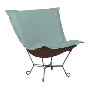 Howard Elliott Scroll Puff Chair: Luxurious Comfort With Removable Cushions & Stylish Faux Leather Design Blue 100% Polyester 500-200-howard-elliott