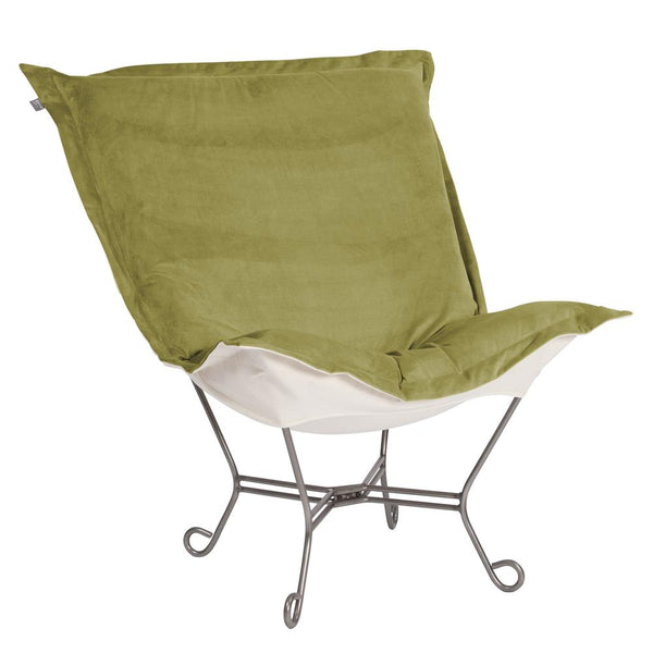 Howard Elliott Scroll Puff Chair: Luxurious Comfort With Removable Cushions & Stylish Faux Leather Design Green 100% Polyester 500-221-howard-elliott