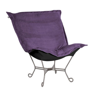 Howard Elliott Scroll Puff Chair: Luxurious Comfort With Removable Cushions & Stylish Faux Leather Design Purple 100% Polyester 500-223-howard-elliott