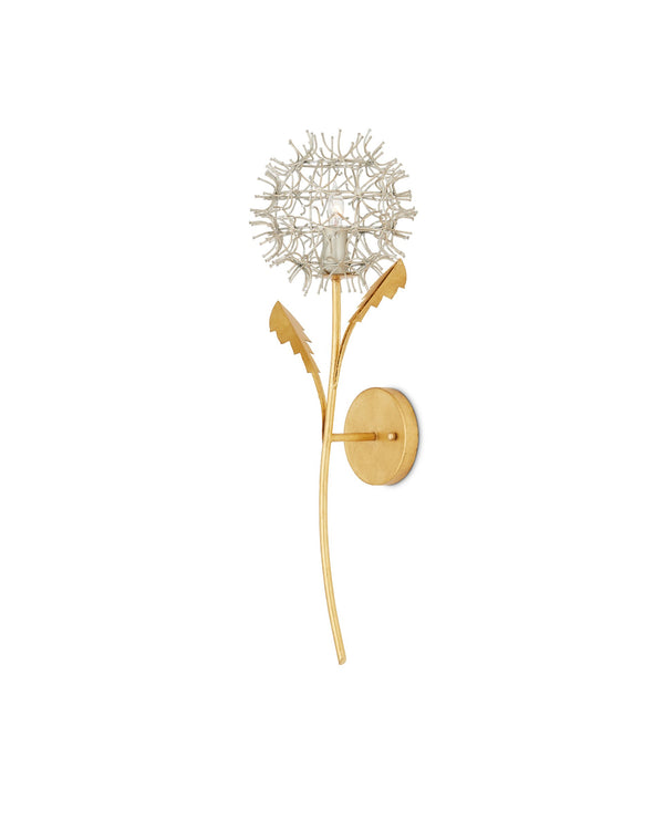 Currey & Company Dandelion Sculptural Wrought Iron Wall Sconce Two Tone Gold Silver Handcrafted Art 5000-0250