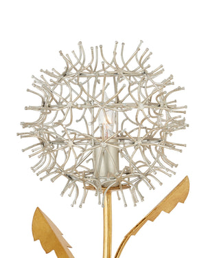 Currey & Company Dandelion Sculptural Wrought Iron Wall Sconce Two Tone Gold Silver Handcrafted Art 5000-0250