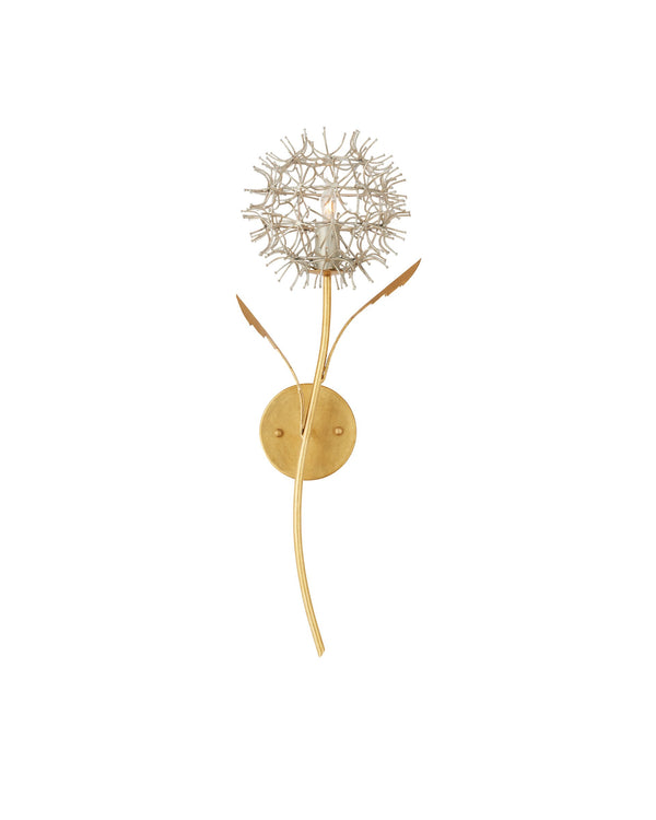 Currey & Company Dandelion Sculptural Wrought Iron Wall Sconce Two Tone Gold Silver Handcrafted Art 5000-0250