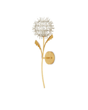 Currey & Company Dandelion Sculptural Wrought Iron Wall Sconce Two Tone Gold Silver Handcrafted Art 5000-0250