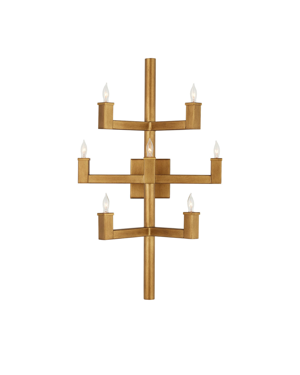 Currey & Company Andre Handcrafted Wrought Iron Wall Sconce with Warm Brass Finish for Modern Interiors 5000-0252