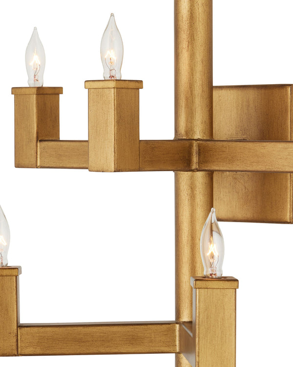 Currey & Company Andre Handcrafted Wrought Iron Wall Sconce with Warm Brass Finish for Modern Interiors 5000-0252