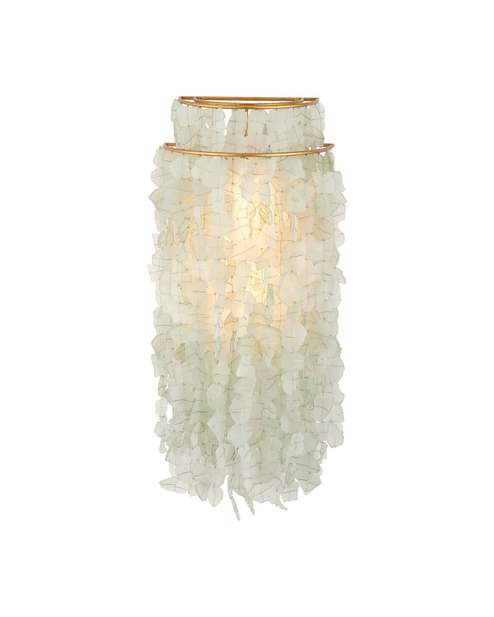 Currey & Company Verre De Mer Sandblasted Recycled Glass Wall Sconce Artisan Coastal Ivory Finish 5000-0287