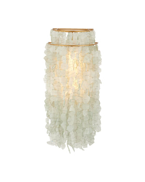 Currey & Company Verre De Mer Sandblasted Recycled Glass Wall Sconce Artisan Coastal Ivory Finish 5000-0287