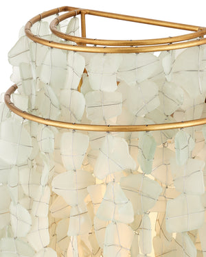Currey & Company Verre De Mer Sandblasted Recycled Glass Wall Sconce Artisan Coastal Ivory Finish 5000-0287