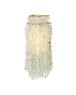 Currey & Company Verre De Mer Sandblasted Recycled Glass Wall Sconce Artisan Coastal Ivory Finish 5000-0287