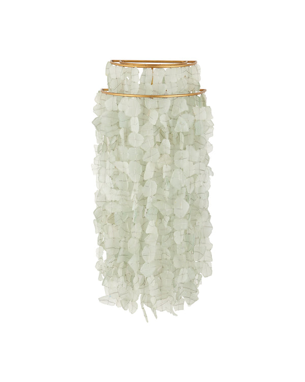 Currey & Company Verre De Mer Sandblasted Recycled Glass Wall Sconce Artisan Coastal Ivory Finish 5000-0287