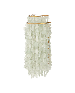 Currey & Company Verre De Mer Sandblasted Recycled Glass Wall Sconce Artisan Coastal Ivory Finish 5000-0287