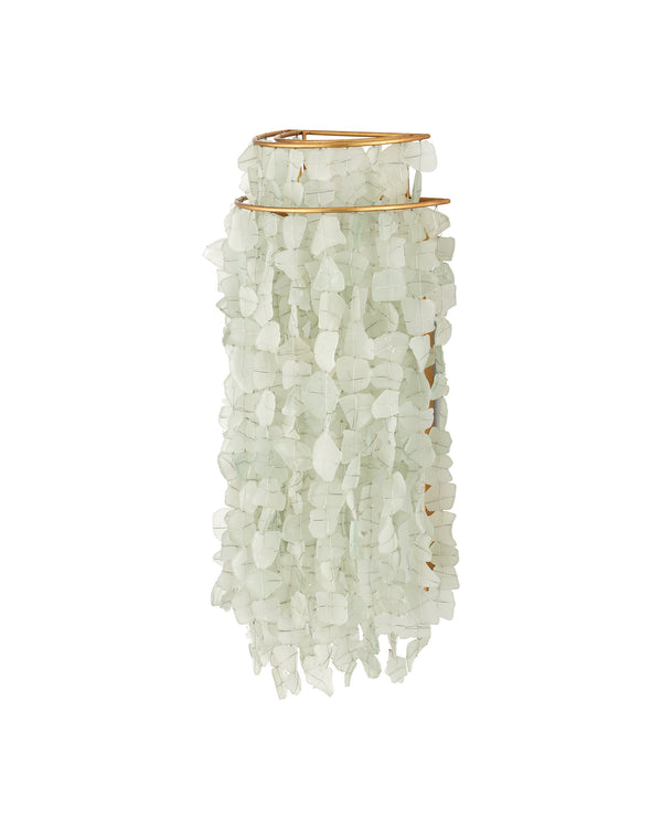 Currey & Company Verre De Mer Sandblasted Recycled Glass Wall Sconce Artisan Coastal Ivory Finish 5000-0287