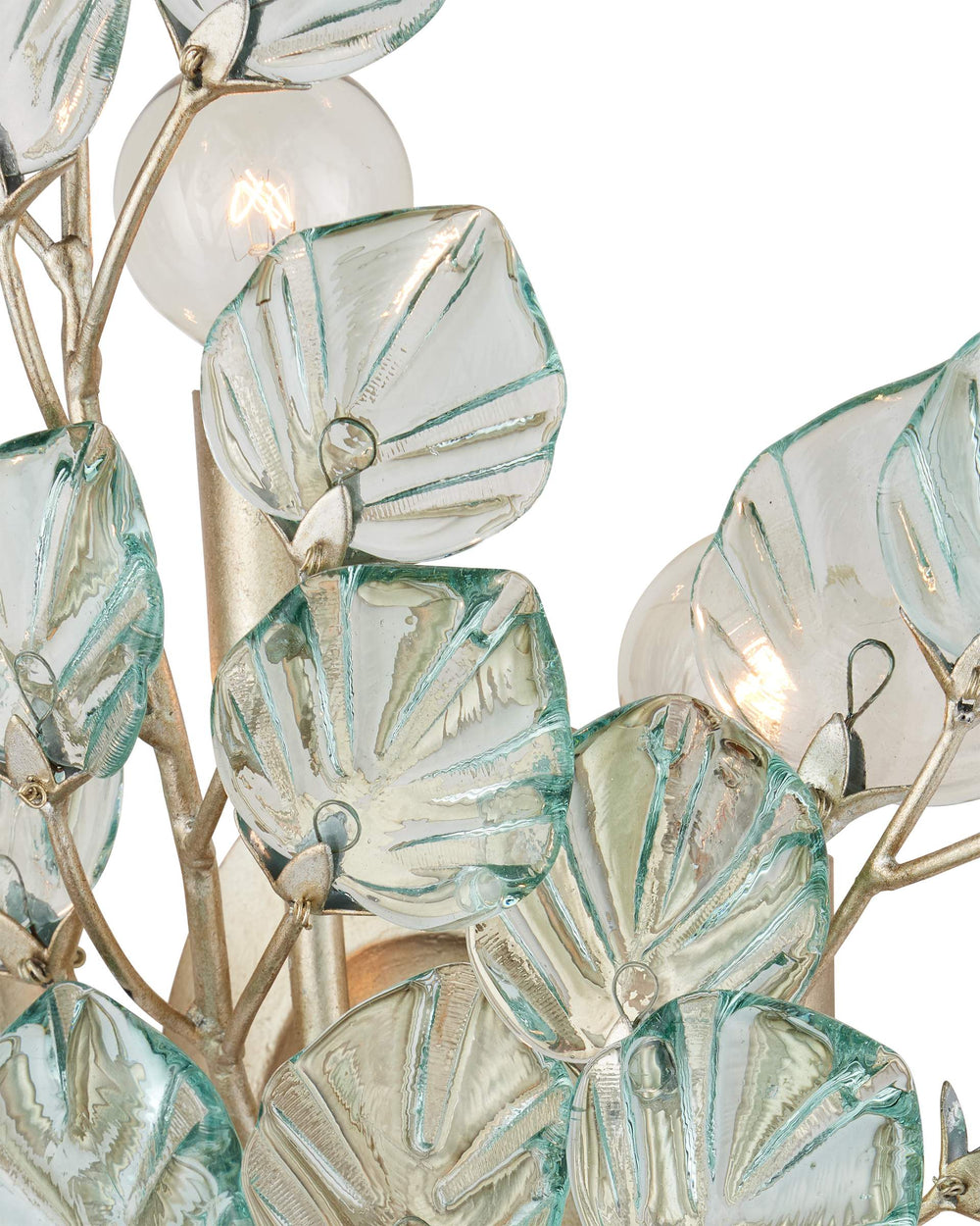 Currey & Company Baobab Botanical Glass Leaf Wall Sconce Three Light Fixture for Living Room Decor 5000-0290