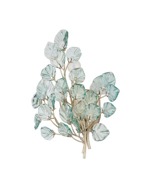 Currey & Company Baobab Botanical Glass Leaf Wall Sconce Three Light Fixture for Living Room Decor 5000-0290