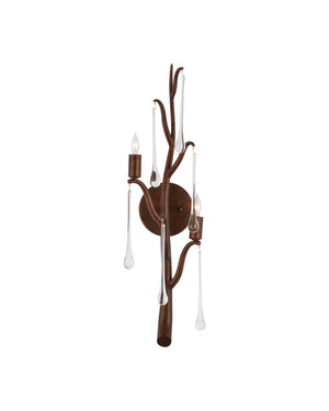 Currey & Company Morning Grove Wrought Iron Crystal Branch Wall Sconce for Entryways and Bedrooms Right 5000-0291