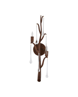 Currey & Company Morning Grove Wrought Iron Crystal Branch Wall Sconce for Entryways and Bedrooms Right 5000-0291