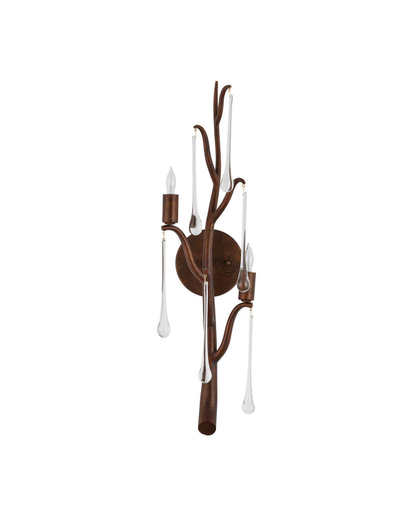 Currey & Company Morning Grove Wrought Iron Crystal Branch Wall Sconce for Entryways and Bedrooms Right 5000-0291