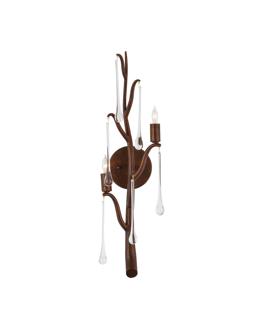 Currey & Company Morning Grove Wrought Iron Crystal Branch Wall Sconce for Entryways and Bedrooms Left 5000-0292