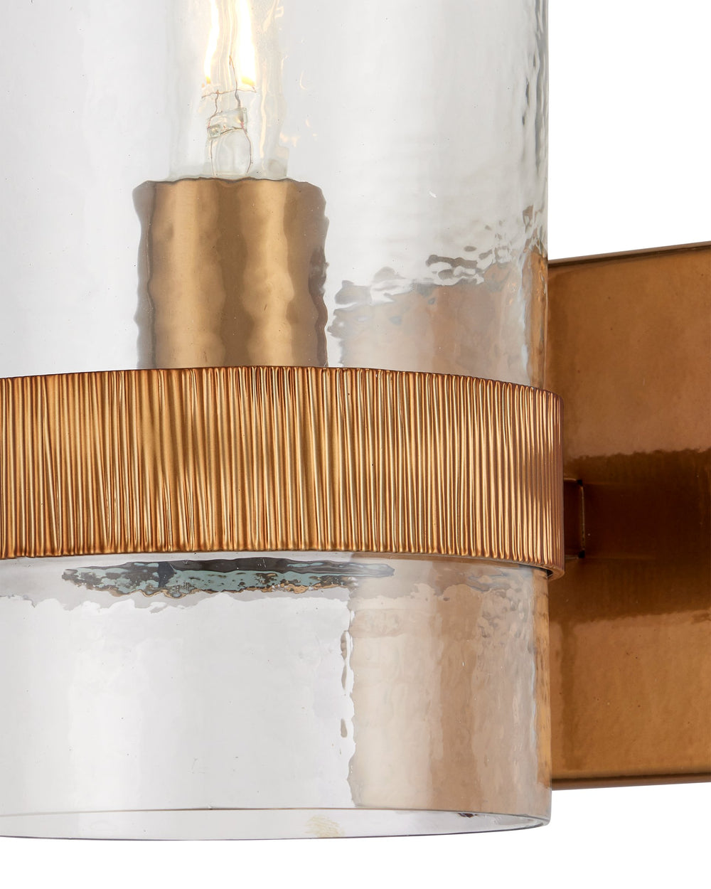 Currey & Company Sudeley Hammered Glass Wall Sconce with Gold Finish Artisan Dimmable Light Fixture 5000-0294