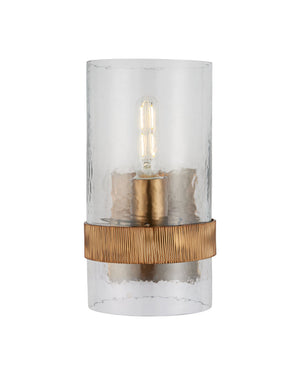 Currey & Company Sudeley Hammered Glass Wall Sconce with Gold Finish Artisan Dimmable Light Fixture 5000-0294