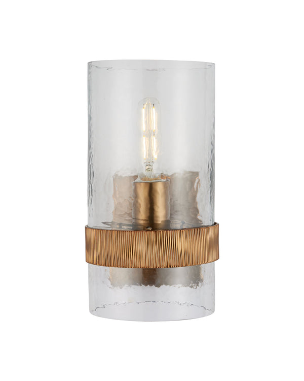 Currey & Company Sudeley Hammered Glass Wall Sconce with Gold Finish Artisan Dimmable Light Fixture 5000-0294