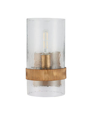 Currey & Company Sudeley Hammered Glass Wall Sconce with Gold Finish Artisan Dimmable Light Fixture 5000-0294