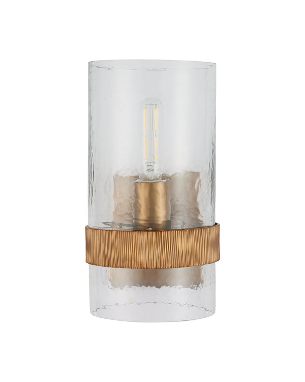 Currey & Company Sudeley Hammered Glass Wall Sconce with Gold Finish Artisan Dimmable Light Fixture 5000-0294