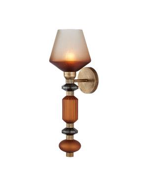 Currey & Company Mandeville Faceted Glass Iron Wall Sconce Vintage Glam Handcrafted Gold Finish 5000-0295